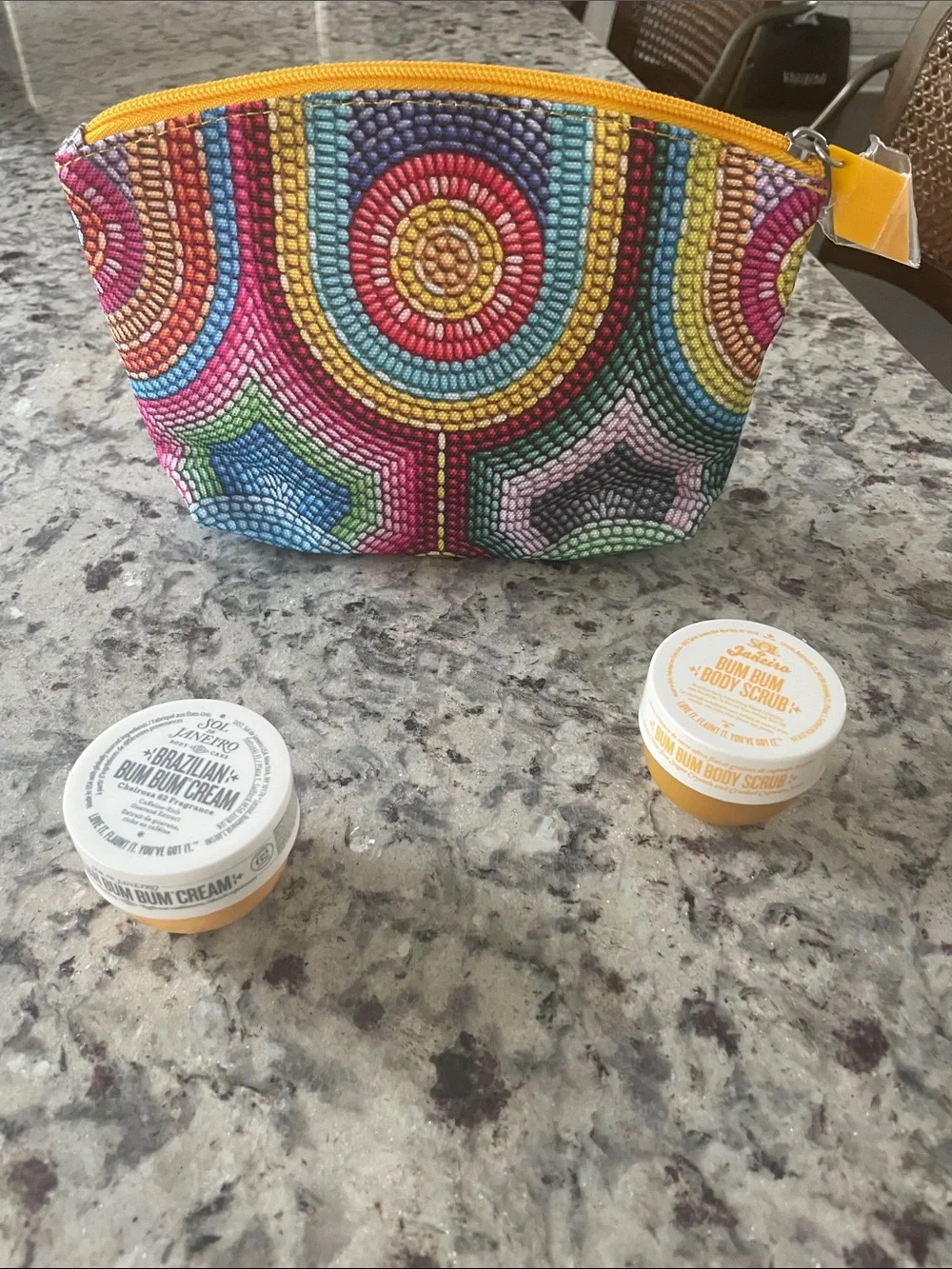 Sol de Janeiro Brazilian Bum Bum Cream and body scrub .7 oz ea makeup bag